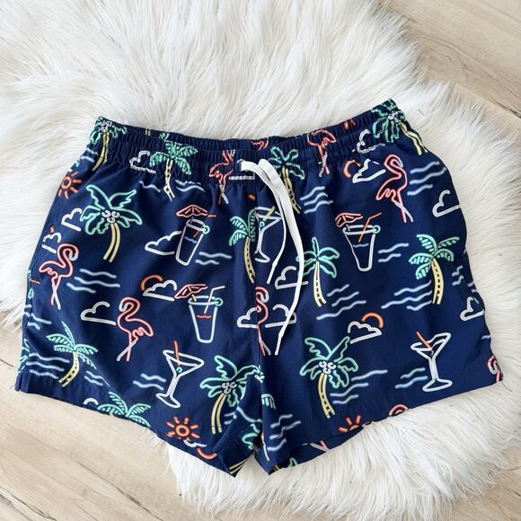Men’s Chubbies Neon Beach Print Swim Trunks Medium O9021 - Picture 1 of 3